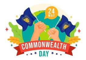 Commonwealth Day Vector Illustration on 24 may of Helps Guide Activities by Commonwealths Organizations with Waving Flag in Flat Cartoon Background