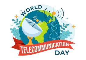 World Telecommunication and Information Society Day Vector Illustration on May 17 with Communications Network Across Earth Globe in Flat Background