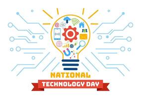 National Technology Day Vector Illustration on 11 May with Creative Digital for Innovation and development of high tech in Flat Cartoon Background