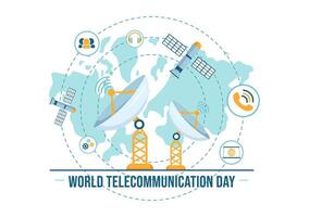 World Telecommunication and Information Society Day Vector Illustration on May 17 with Communications Network Across Earth Globe in Flat Background