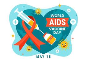 World Aids Vaccine Day Vector Illustration on 18 May with Injection to Prevention and Awareness Health Care in Flat Cartoon Background Design