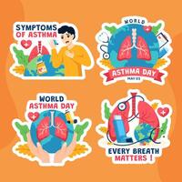 Asthma Day Label Flat Cartoon Hand Drawn Templates Background Illustration vector