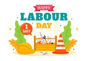 International Labor Day Vector Illustration on 1 May with Different Professions and Thank You to All Workers for Your Hard Work in Flat Background