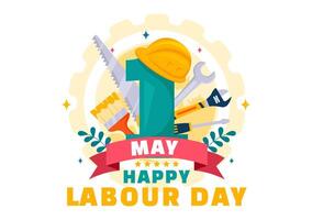 International Labor Day Vector Illustration on 1 May with Different Professions and Thank You to All Workers for Your Hard Work in Flat Background