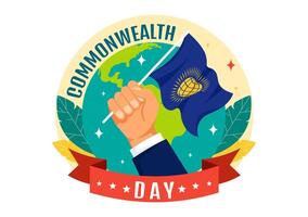 Commonwealth Day Vector Illustration on 24 may of Helps Guide Activities by Commonwealths Organizations with Waving Flag in Flat Cartoon Background