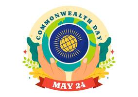 Commonwealth Day Vector Illustration on 24 may of Helps Guide Activities by Commonwealths Organizations with Waving Flag in Flat Cartoon Background