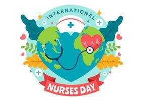 International Nurses Day Vector Illustration on May 12 for Contributions that Nurse Make to Society in Healthcare Flat Kids Cartoon Background