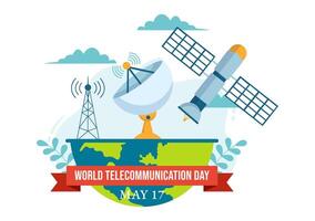 World Telecommunication and Information Society Day Vector Illustration on May 17 with Communications Network Across Earth Globe in Flat Background