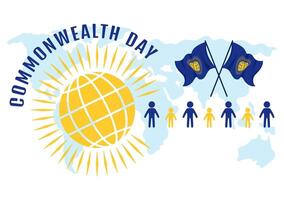 Commonwealth Day Vector Illustration on 24 may of Helps Guide Activities by Commonwealths Organizations with Waving Flag in Flat Cartoon Background