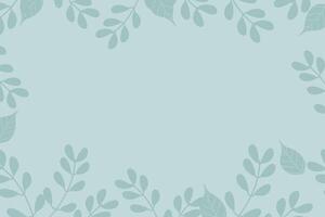 Silhouette leaf background border frame blue colour vector illustration. Copy space.