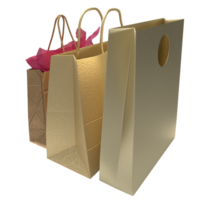 The Gold shopping bag for market or Advertising concept 3d rendering. png