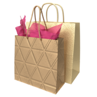 The Gold shopping bag for market or Advertising concept 3d rendering. png