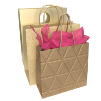 The Gold shopping bag for market or Advertising concept 3d rendering. png