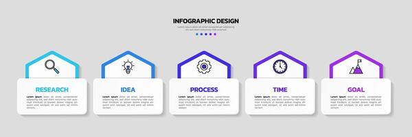 Modern business infographic template with 5 options or steps icons. vector