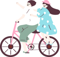 couple are riding a bicycle png