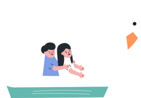 couple ride on a swan boat png