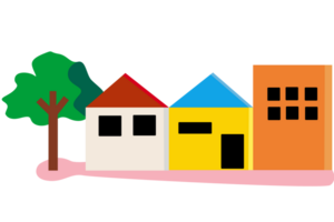 Small city buildings. Suburbans houses cartoon png