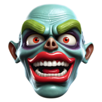 AI generated 3d character Scary Zombie face, 3d rendering style in transparent background png