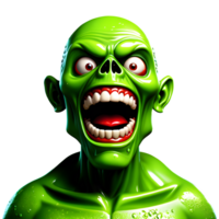 ai gerado 3d personagem assustador zumbi face, 3d Renderização estilo dentro transparente fundo png