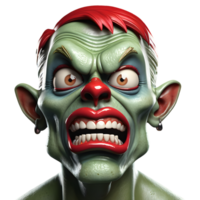 AI generated 3d character Scary Zombie face, 3d rendering style in transparent background png