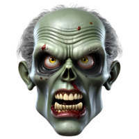 AI generated 3d character Scary Zombie face, 3d rendering style in transparent background png