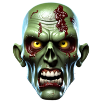 AI generated 3d character Scary Zombie face, 3d rendering style in transparent background png