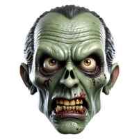 AI generated 3d character Scary Zombie face, 3d rendering style in transparent background png