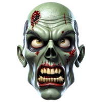 AI generated 3d character Scary Zombie face, 3d rendering style in transparent background png