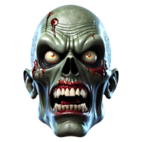 AI generated 3d character Scary Zombie face, 3d rendering style in transparent background png