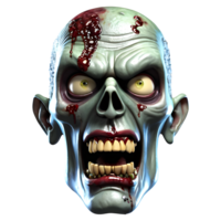 AI generated 3d character Scary Zombie face, 3d rendering style in transparent background png