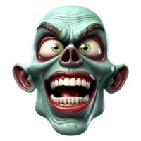 AI generated 3d character Scary Zombie face, 3d rendering style in transparent background png