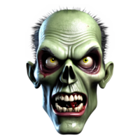 AI generated 3d character Scary Zombie face, 3d rendering style in transparent background png