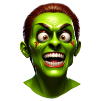 AI generated 3d character Scary Zombie face, 3d rendering style in transparent background png