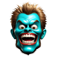 AI generated 3d character Scary Zombie face, 3d rendering style in transparent background png