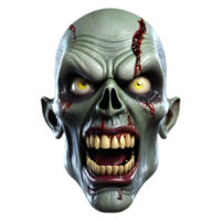 AI generated 3d character Scary Zombie face, 3d rendering style in transparent background png