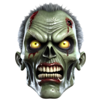 AI generated 3d character Scary Zombie face, 3d rendering style in transparent background png