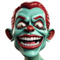 AI generated 3d character Scary Zombie face, 3d rendering style in transparent background png