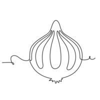 One single line drawing whole and sliced healthy organic bulb onion for farm logo identity. Fresh common onion concept vegetable icon. Modern continuous line draw design vector graphic illustration