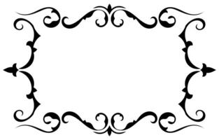 Vintage black frame with scrolling flowers for graphic decoration. vector