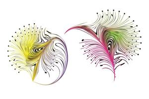 Decorative zen tangle feather boho style colorful for tattoo. vector