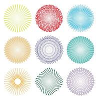 trama de semitonos puntos en circulo espiral forma ciclo creativo símbolos vector. vector