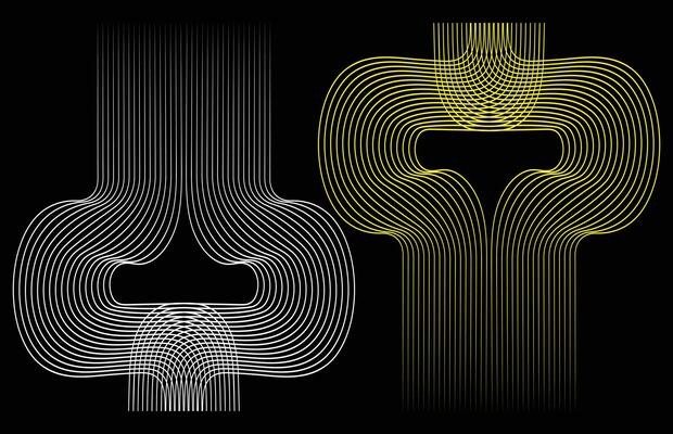 Abstract retro pattern curves parallel lines striped vector.