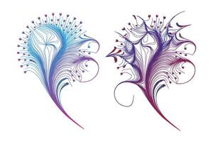 Decorative zen tangle feather boho style colorful for tattoo. vector