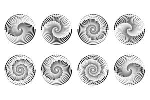 Concentric random circles with dynamic lines. Vortex circular swirl. vector