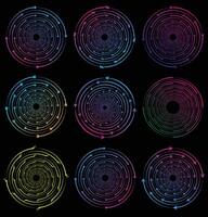 Circular concentric arrows, rotating circles vortex with radial. vector