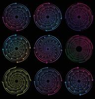 Circular concentric arrows, rotating circles vortex with radial. vector