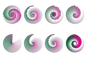 Concentric random circles with dynamic lines. Vortex circular swirl. vector