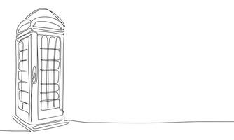 Phone Booth one line continuous. Line art Phone Booth retro banner concept. Hand drawn vector art.