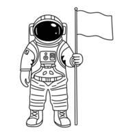 Doodle astronaut isolated on white background. Outline astronaut. Hand drawn vector art.