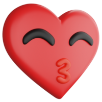 Heart emoji side view clipart flat design icon isolated on transparent background, 3D render emoji and emoticon concept png